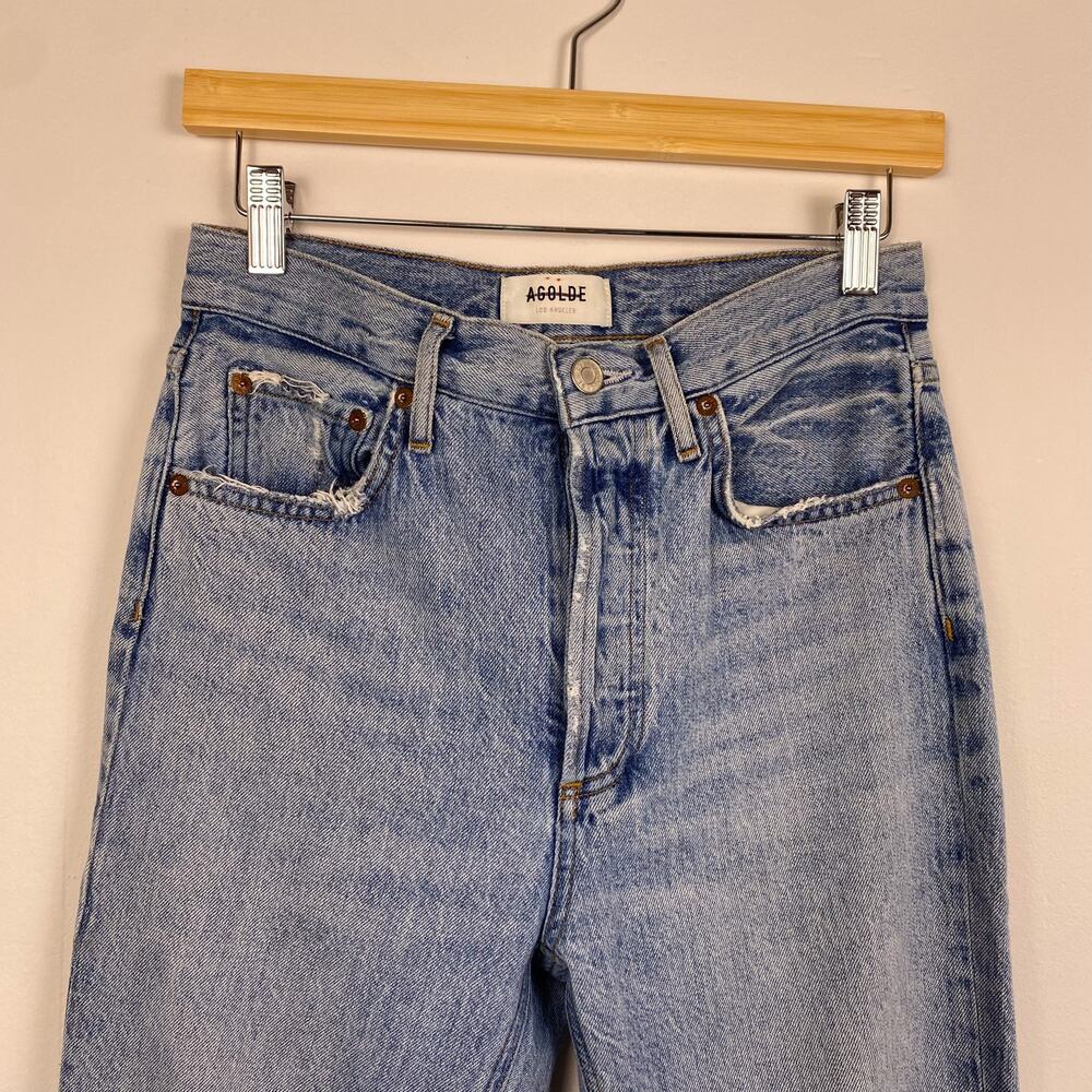 AGOLDE Riley High Rise Straight Crop Distressed Jeans 25 - Picture 4 of 9